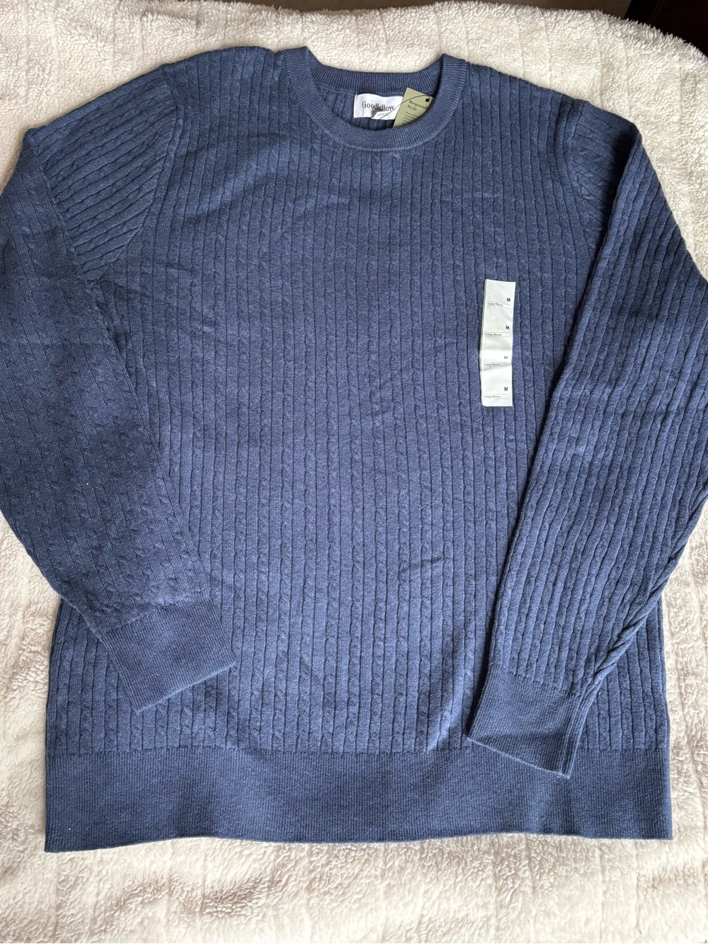 Goodfellow & Co Navy Ribbed Cable Crewneck Sweater